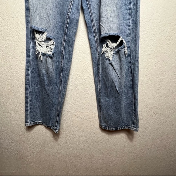 Shein Wide Leg Ripped Knee High Rise Denim Jeans - Picture 2 of 9